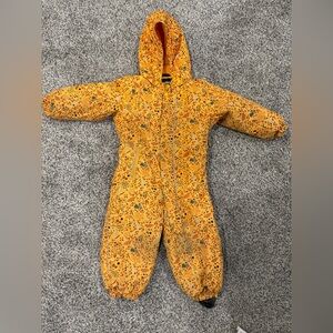 Reima yellow leaf print snowsuit, size 2T